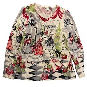 Christopher & Banks Red and Cream Knit Sweater